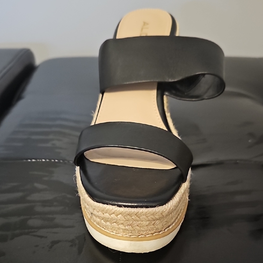 Aldo Black and Cream Espadrille Slip-On Sandals